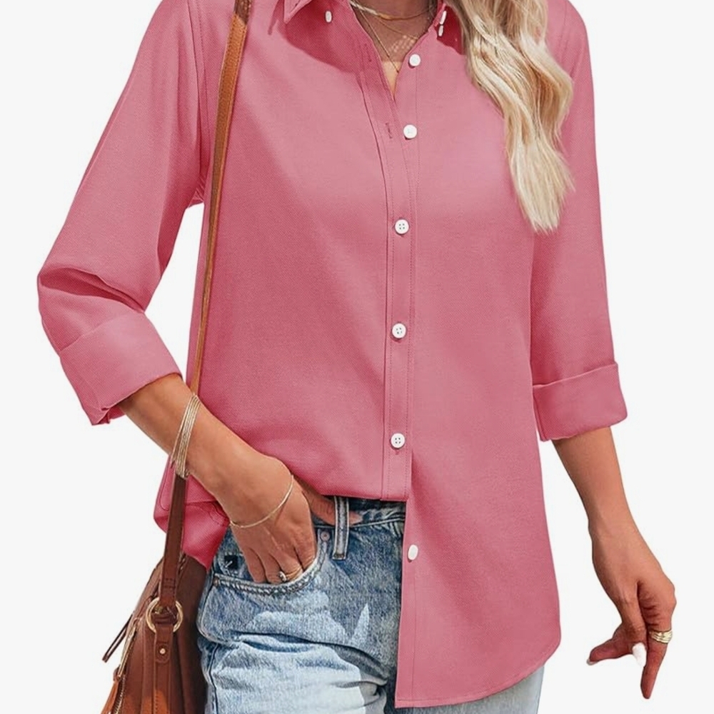 Pink Button-Up Women's Top